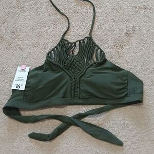 George Olive Green Halter Swim Top